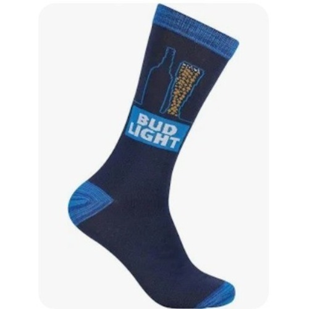 NEW Bud Light Men's Socks‎ Size 10-13 Beer Graphic Crew Socks Novelty